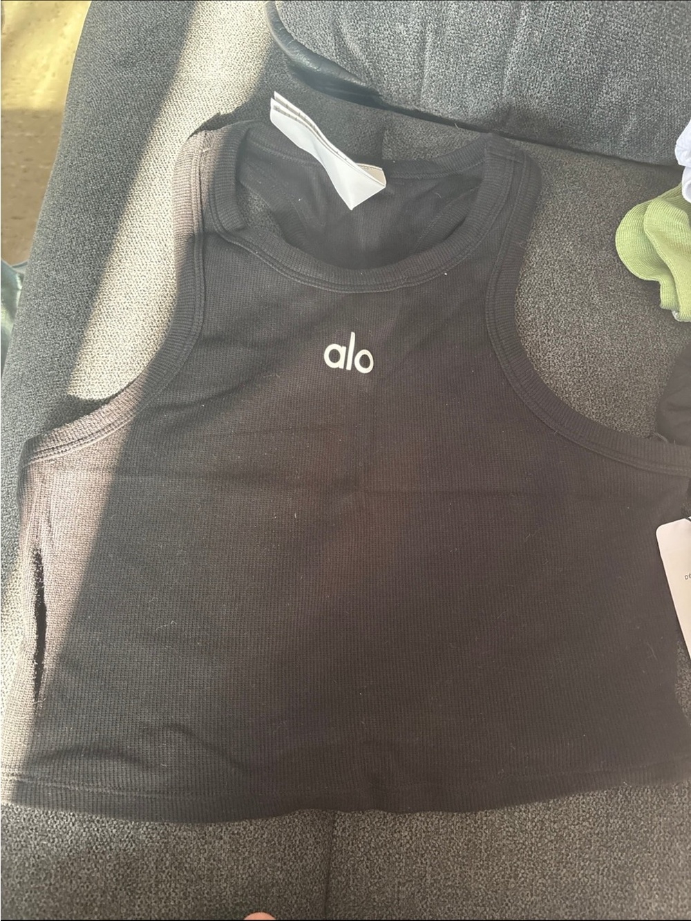 ALO Yoga Black Ribbed Kids Crop Tank